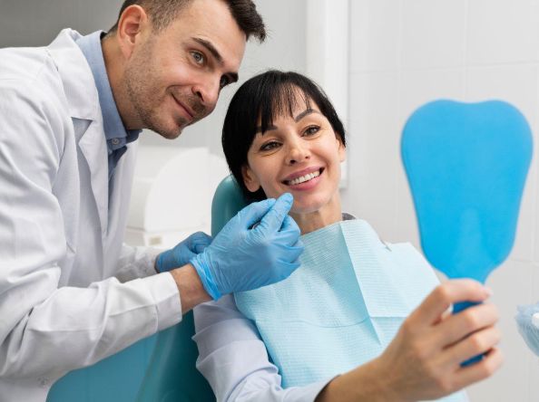 How does a dentist detect early oral problems?
